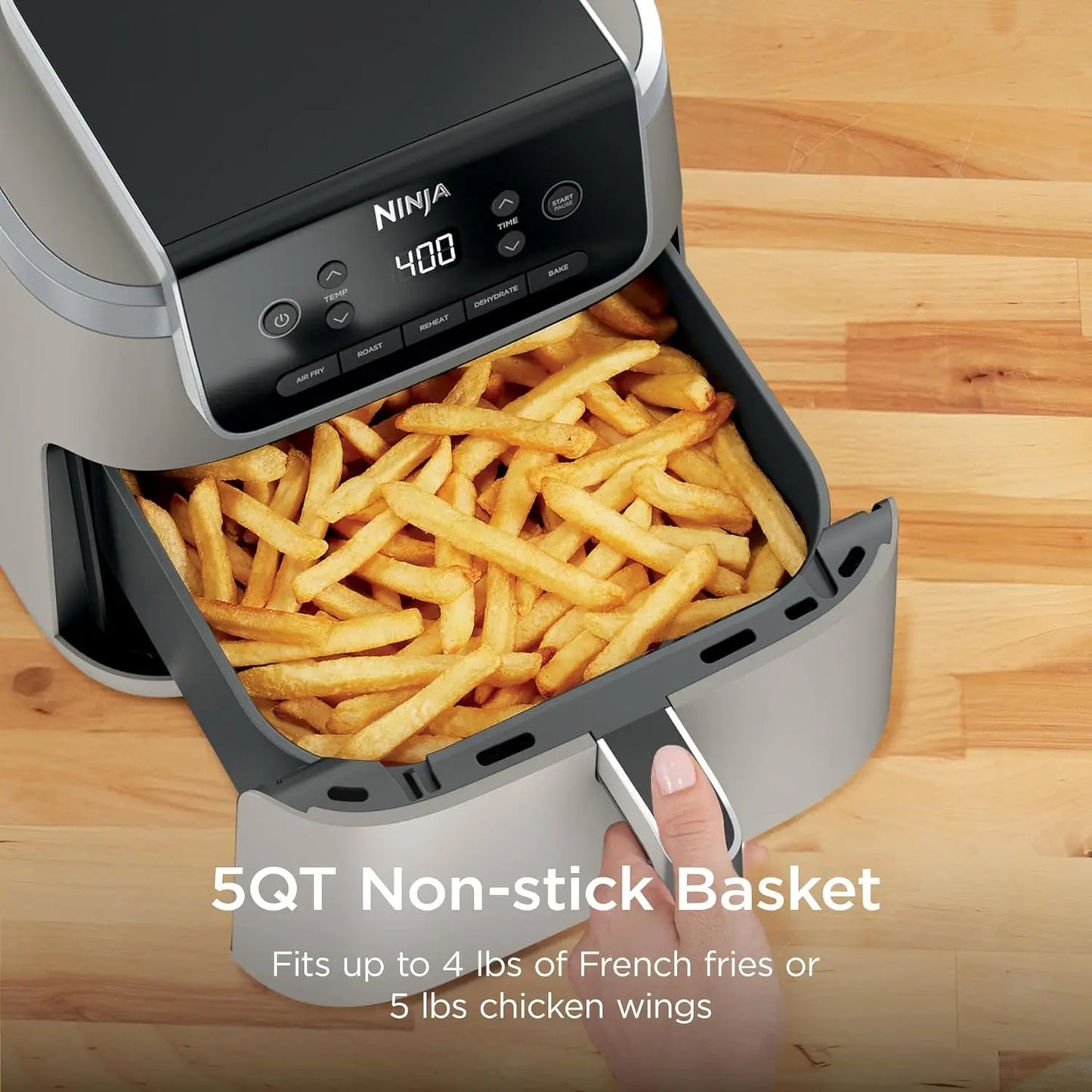 Air Fryer Pro 5-in-1 | 5 QT Capacity, Air Fry, Bake, Roast, Reheat, and Dehydrate, Air Crisp Technology | Nonstick Basket