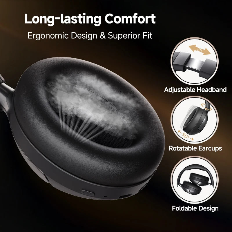 Bluetooth Headphones Adaptive ANC Headset 50dB Active Noise Cancelling LDAC Hi-Res Wireless Earphone 55H Playtime