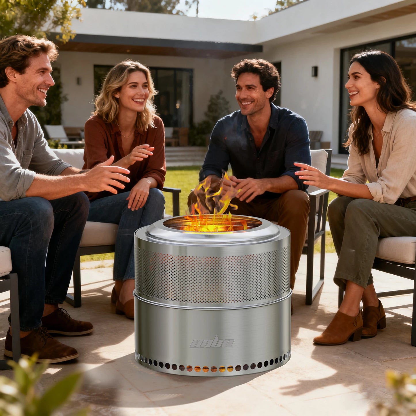 Smokeless Fire Pit Outdoor Stainless Steel with Carry Bag, Large Wood Burning Firepit Stove for Backyard Camping Garden Heating