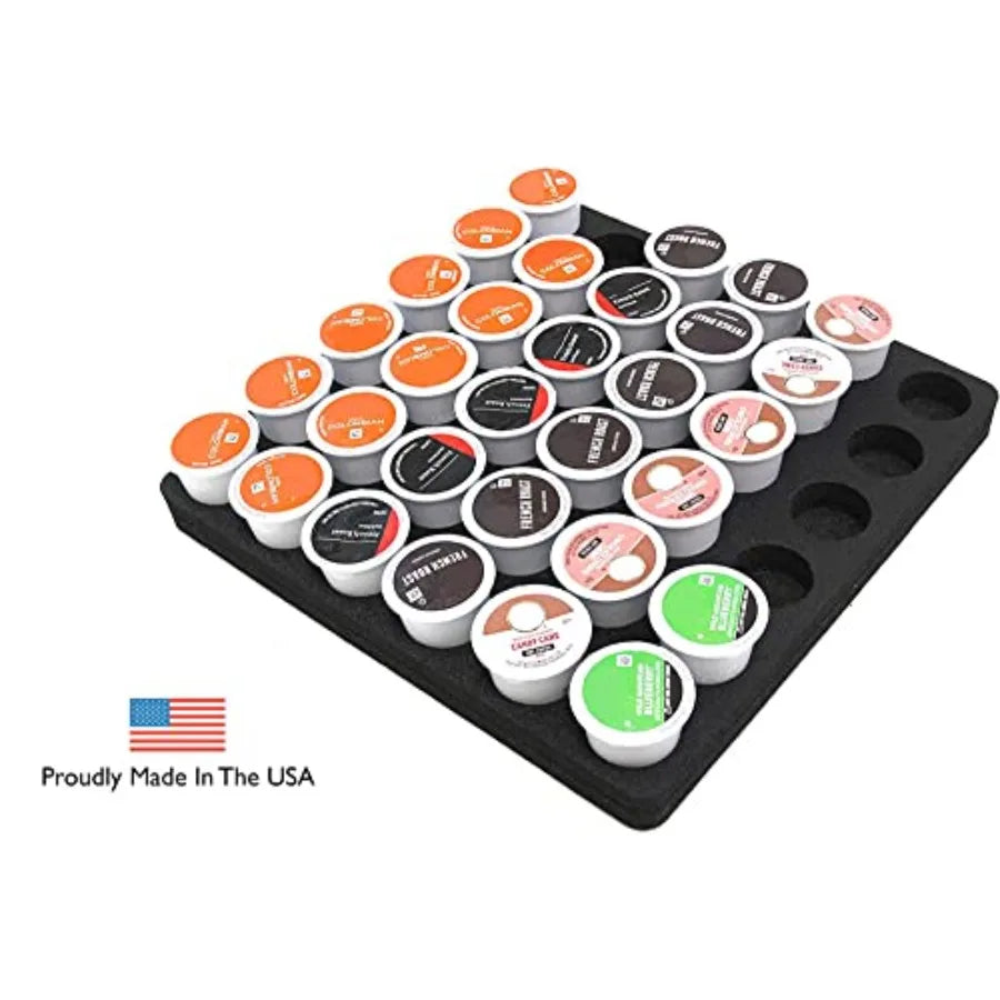 Coffee Pod Storage Organizer Slim Tray Drawer Insert for Kitchen Home Office Waterproof Washable 12.5 X 12.5 Inches Holds 36 Co