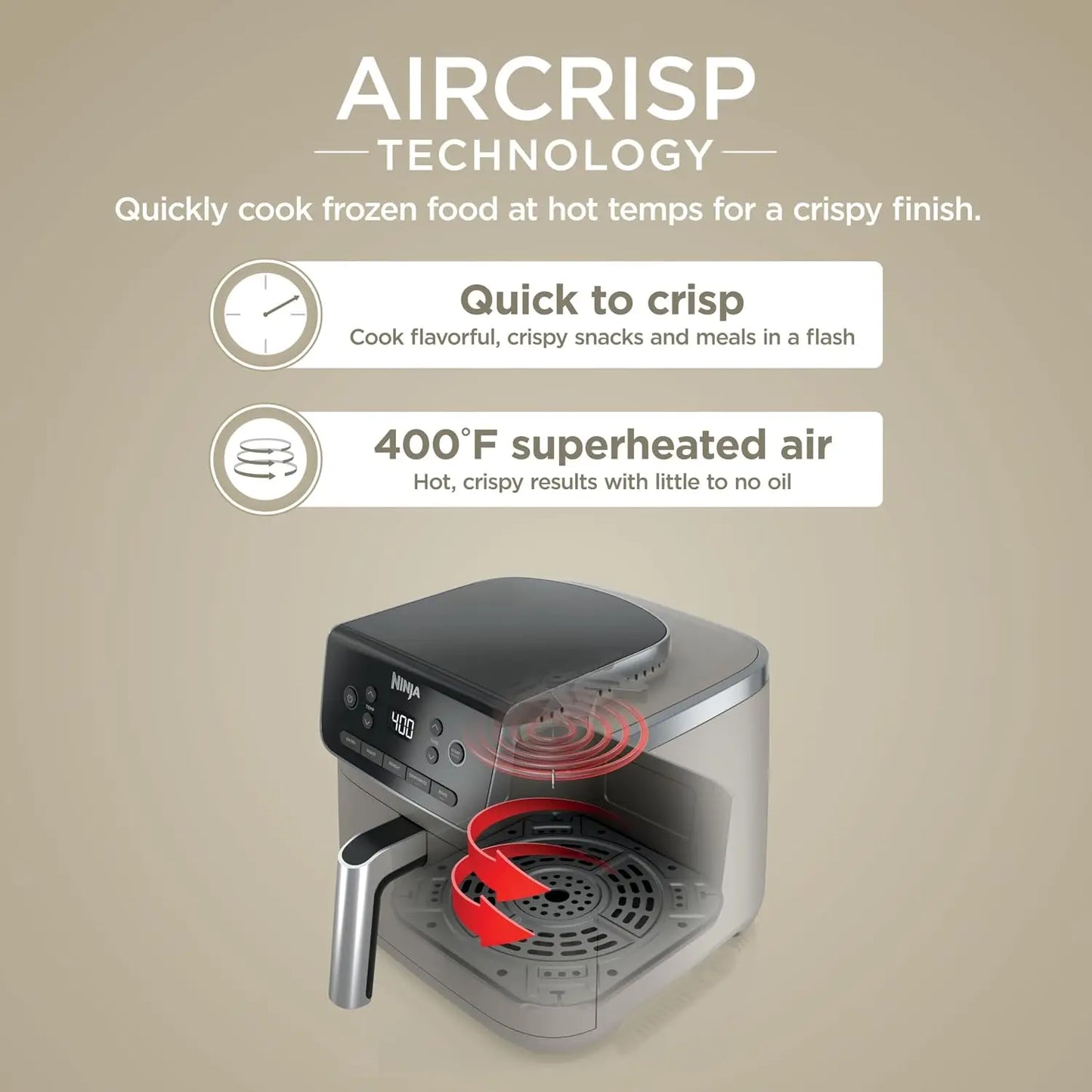 Air Fryer Pro 5-in-1 | 5 QT Capacity, Air Fry, Bake, Roast, Reheat, and Dehydrate, Air Crisp Technology | Nonstick Basket
