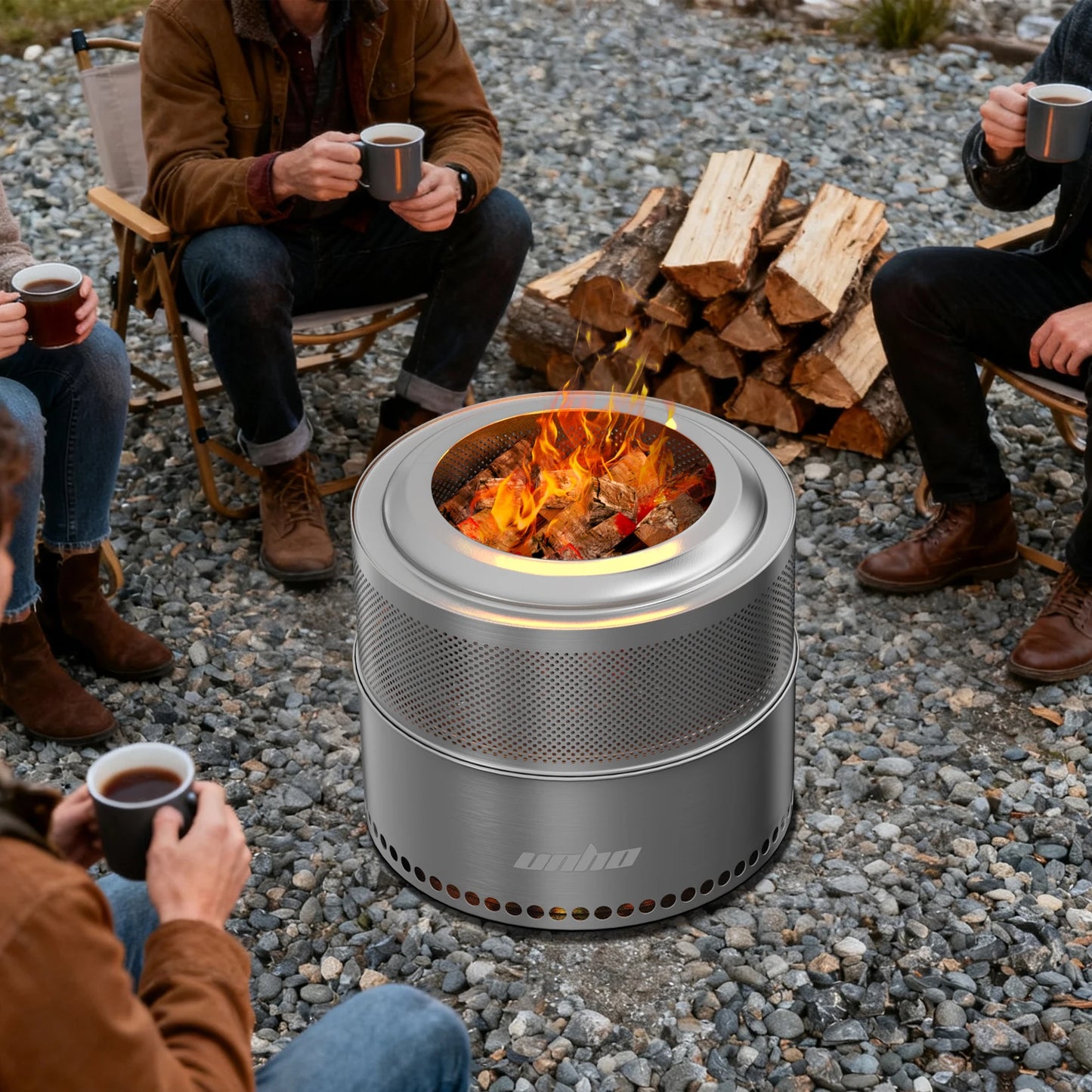 Smokeless Fire Pit Outdoor Stainless Steel with Carry Bag, Large Wood Burning Firepit Stove for Backyard Camping Garden Heating