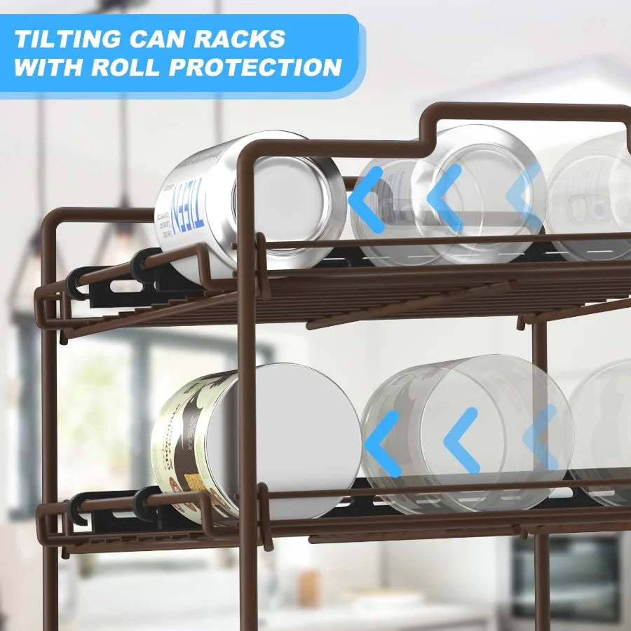 4 Tiers Stackable Can Rack Organizer Wear-Resistant Upgrade Beverage Food Can Dispenser Holder Holds up to 48 Cans for Kitchen