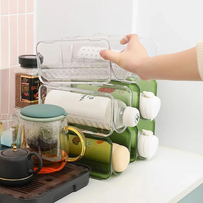 1Pc Bottles Storage Holder Rack Free-Standing Clear Water Wine And Drink Bottle Storage Shelf For Kitchen Cabinet Fridge Freezer