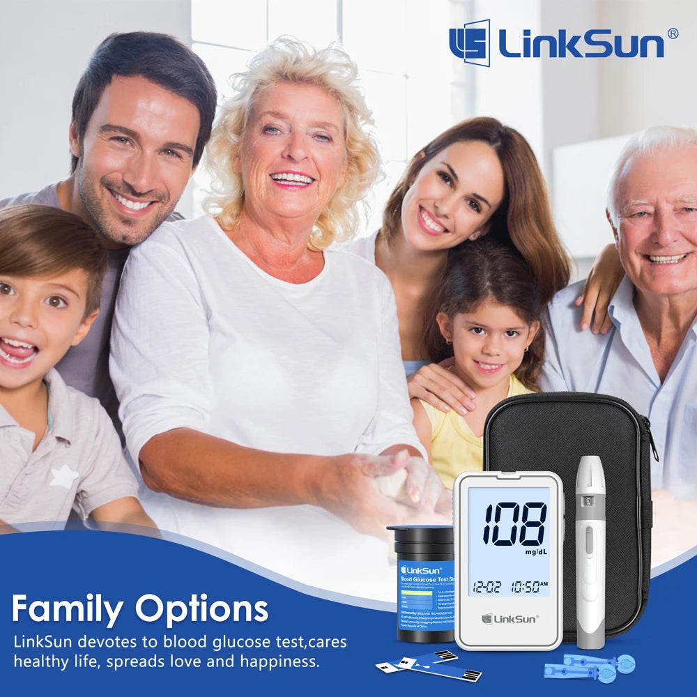 LinkSun G-425-1/-2/-3 Glucosemeter Monitor Complete Kit 10/50/100pcs Test Strips Blood Sugar Tester Diabetes Blood Glucose Meter