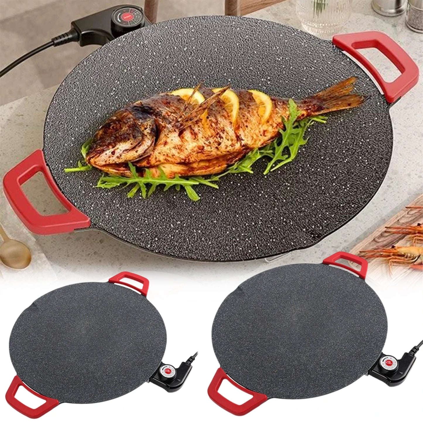 Electric Indoor Griddle Pan,Non-Stick Electric Bbq Grills,Portable Countertop Electric Grills Pan,For Family Gathering