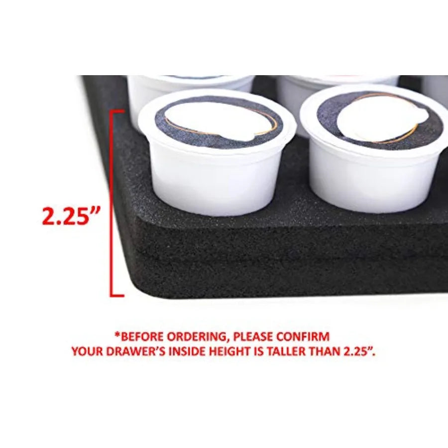 Coffee Pod Storage Organizer Slim Tray Drawer Insert for Kitchen Home Office Waterproof Washable 12.5 X 12.5 Inches Holds 36 Co