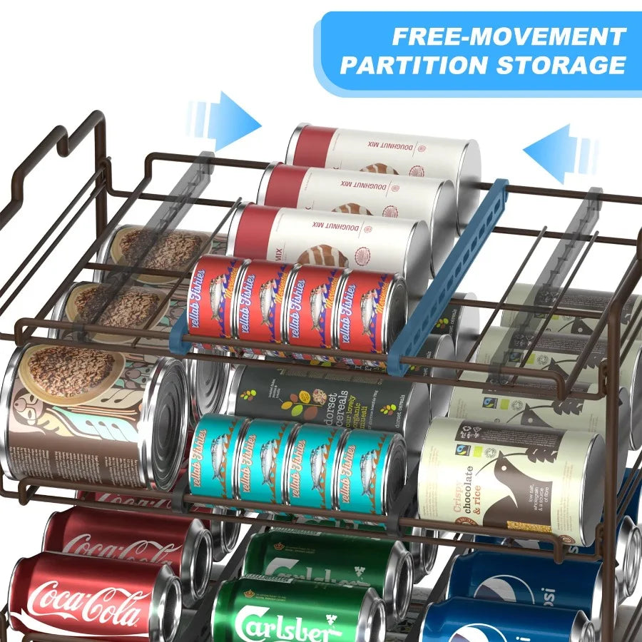 4 Tiers Stackable Can Rack Organizer Wear-Resistant Upgrade Beverage Food Can Dispenser Holder Holds up to 48 Cans for Kitchen