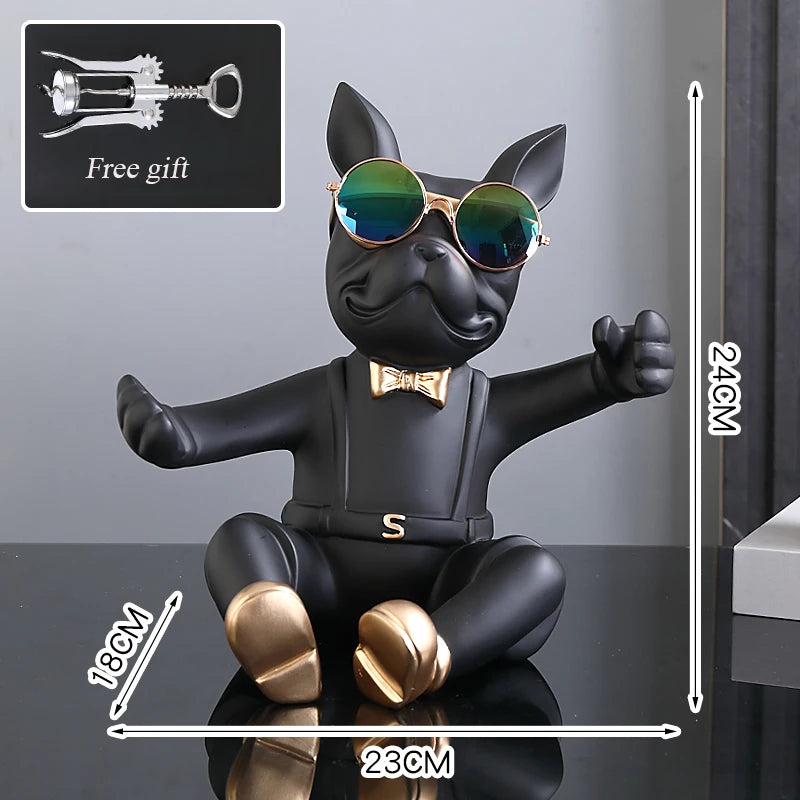 Resin French Bulldog Wine Rack Statue Handmade Dog Decor Wine Bottle Holder Sculpture Home Bar Gift Modern Pet Lover Artistry