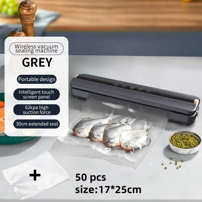 Wireless Charging Vacuum Food Sealer Machine 62KPa Mini Home Use Food Packaging Sealer Machine Plastic Seal Freshness Saving