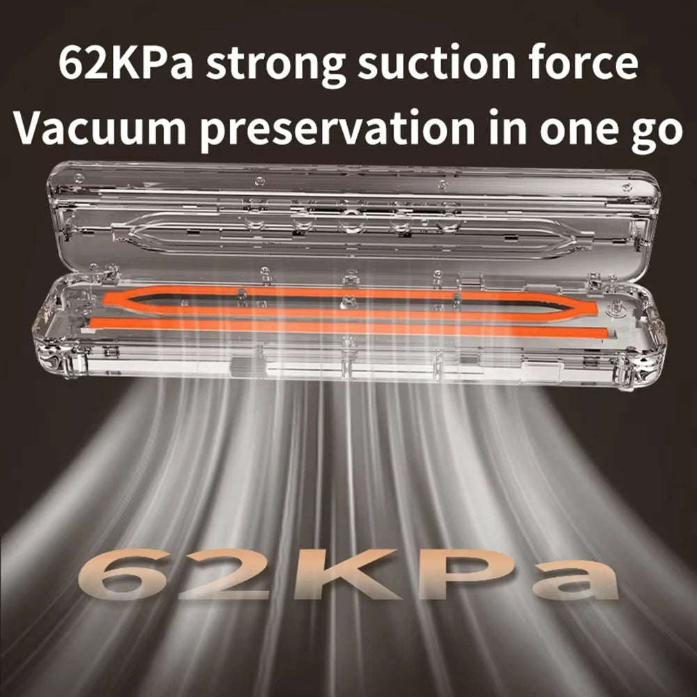 Wireless Charging Vacuum Food Sealer Machine 62KPa Mini Home Use Food Packaging Sealer Machine Plastic Seal Freshness Saving