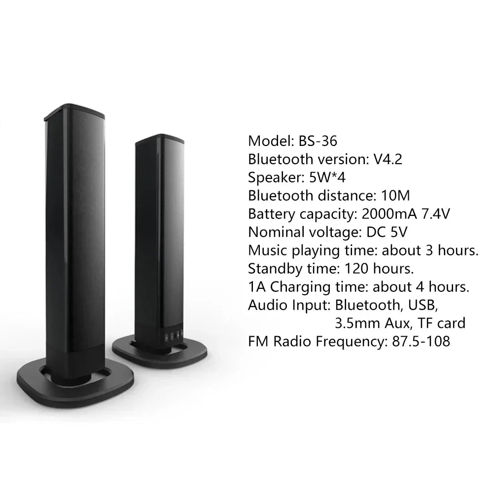 Soundage 20W Wireless Bluetooth Speaker Stereo Home Theater System Detachable Combo Sound Bar Subwoofer Speaker for TV/PC