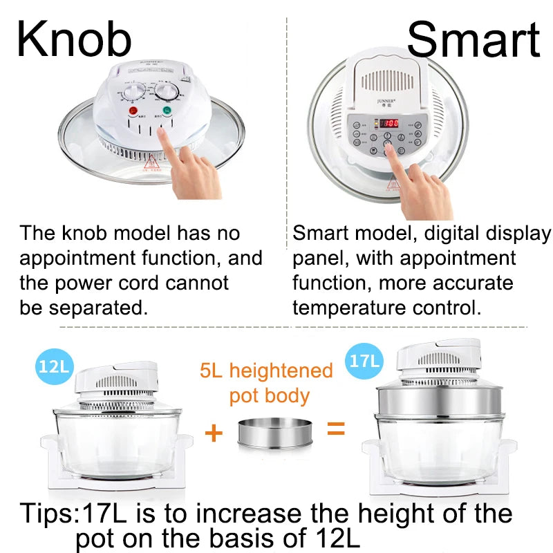 12L Oil-Free Air Fryer Smart Visual Glass Lightwave Multi-Function Electric Oven Household Air Oven Fryer