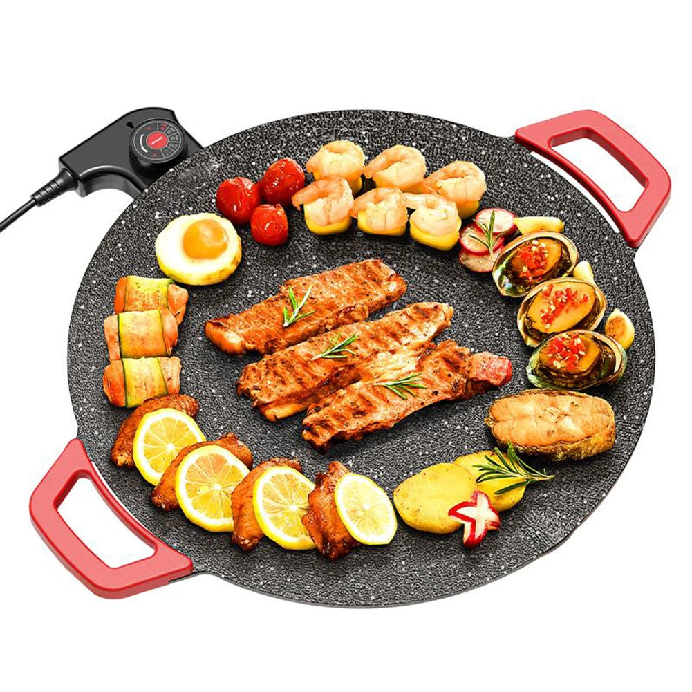 Electric Indoor Griddle Pan,Non-Stick Electric Bbq Grills,Portable Countertop Electric Grills Pan,For Family Gathering