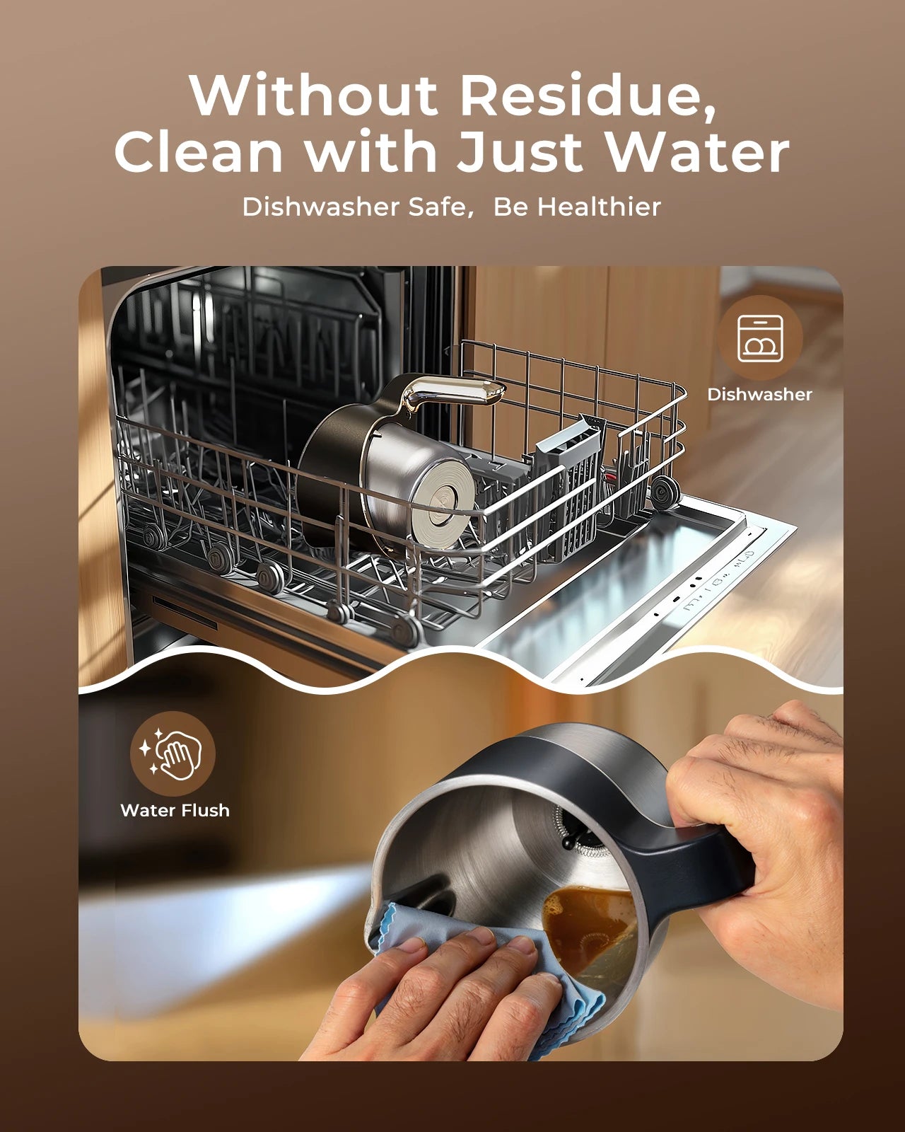 Milk Frother and Steamer 8-in-1 Electric Frother for Coffee, 400ml Large Capacity Detachable Milk Steamer Easy to Clean