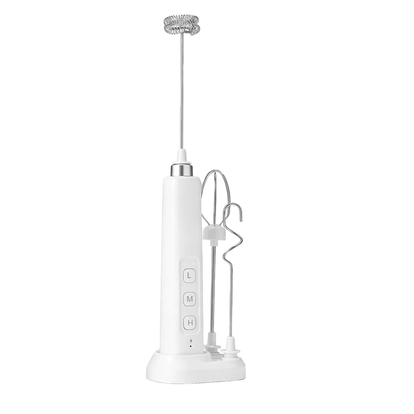 2.5W Rechargeable Handheld Milk Frother, 3 Speed Adjustable Electric Egg Beater Mixer, Stainless Steel Mini Frother Wand for Coffee, Protein Shakes
