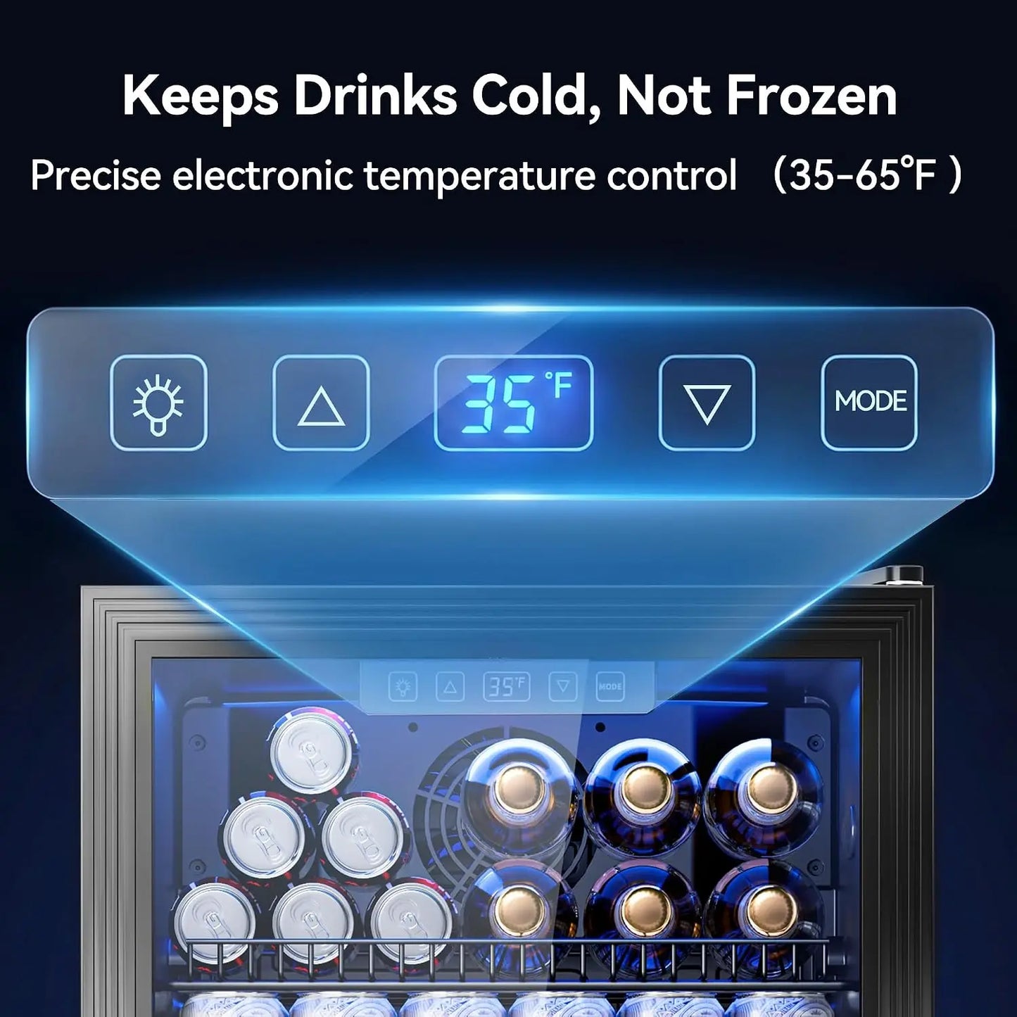 130 Can Mini Beverage Fridge with Glass Door, Cooler Refrigerator for Wine Beer Drink, Adjustable, Custom
