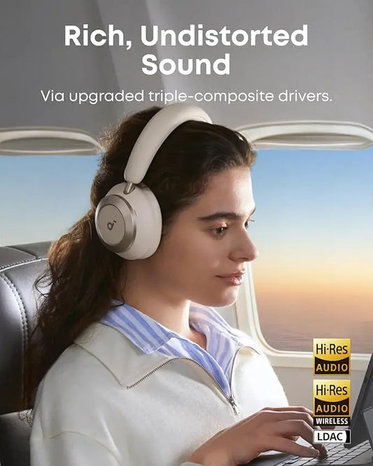 Soundcore Space One Pro by Anker - Adaptive ANC Headphones Driven by 6 Mics - Super Foldable Design - 60H Lossless Audio - Ultra-Fast Charging - Hi-Res Wireless Audio (Refurbished)