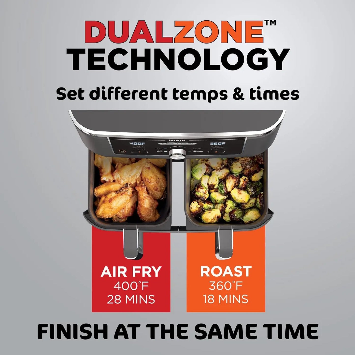 10 Quart 6-in-1 DualZone XL 2-Basket Air Fryer with 2 Independent Frying Baskets, Match Cook & Smart Finish to