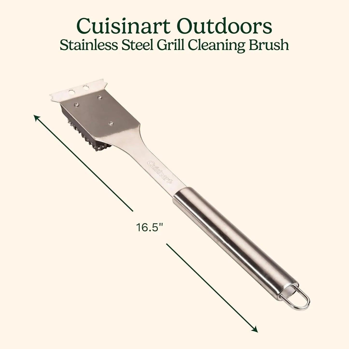 16.5" Long Handle Grill Brush and Scraper for BBQ, Griddle, Outdoor Grills, Heavy-Duty Stainless Steel