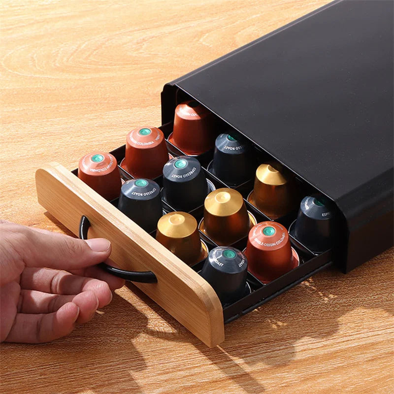 40 Pods Coffee Capsule Organizer Storage Stand Metal Coffee Drawers Capsules Holder For Nespresso Coffee Capsule Drawer