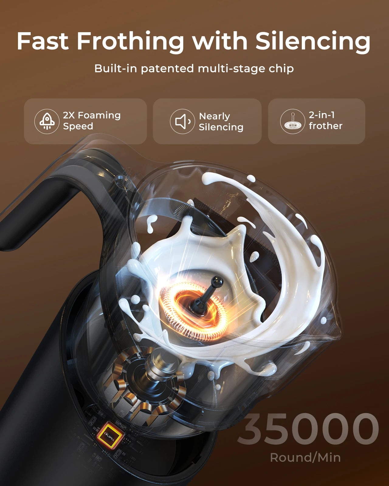 Milk Frother and Steamer 8-in-1 Electric Frother for Coffee, 400ml Large Capacity Detachable Milk Steamer Easy to Clean