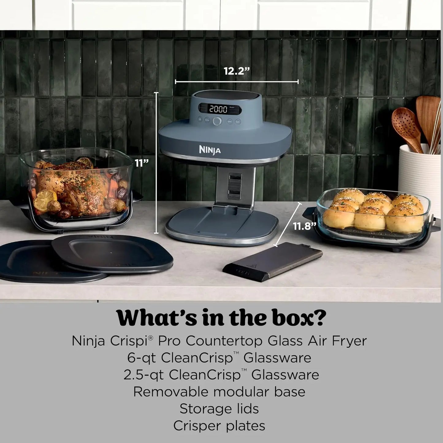 6-in-1 Glass Air Fryer | With Nontoxic, 6qt & 2.5qt Containers & Lids | Microwave, Freezer, Dishwasher Safe | 4