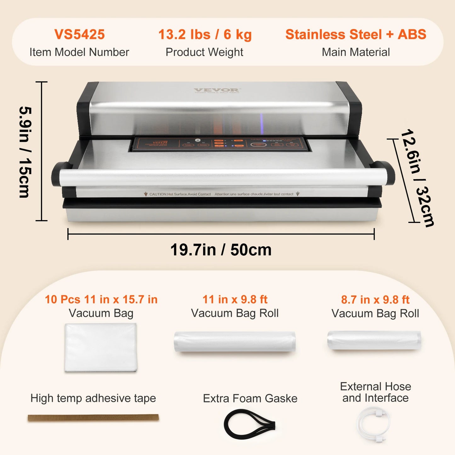 Commercial Vacuum Sealer Machine Multifunction Automatic Food Packaging with Bag Roll Storage Cutter for Home Kitchen