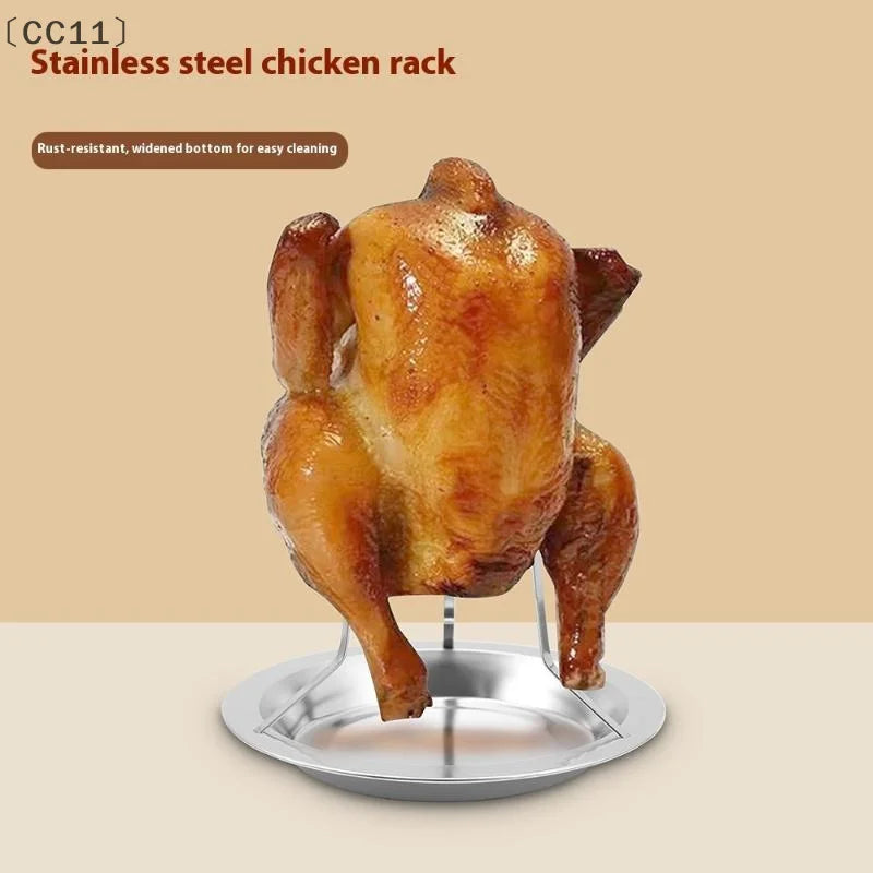 〔CC11〕Stainless Steel Chicken Roasting Stand Indoor Outdoor Cooking Tool Turkey Roasting Rack Chicken Holder Grill Oven Smoker