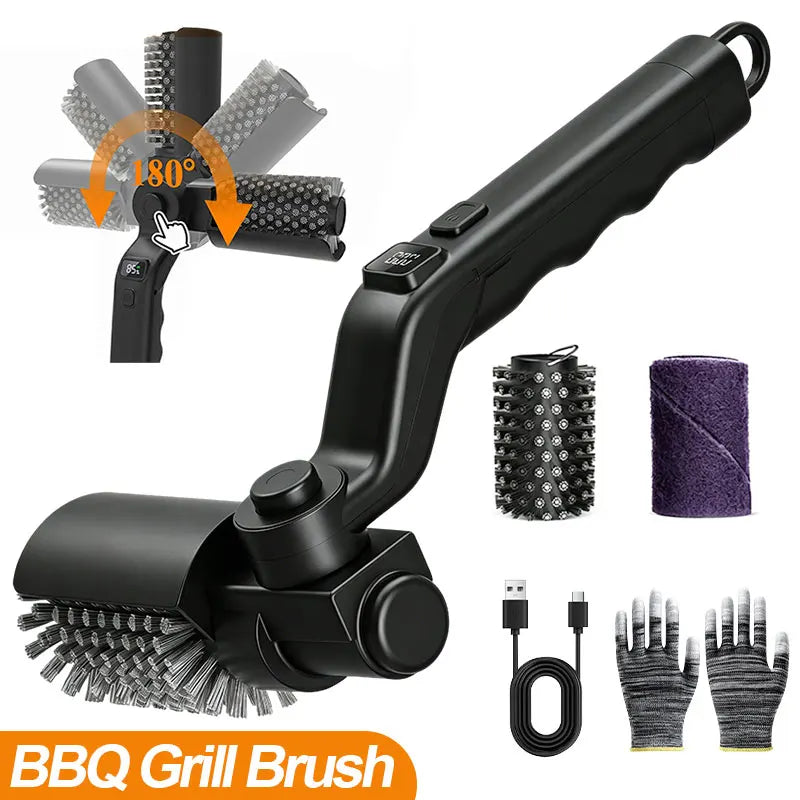 BBQ Grill Brush 3-Speed Settings Electric Grill Brush,180° Adjustable Head,90 Mins Grill Cleaner for Outdoor Griddles Smokers
