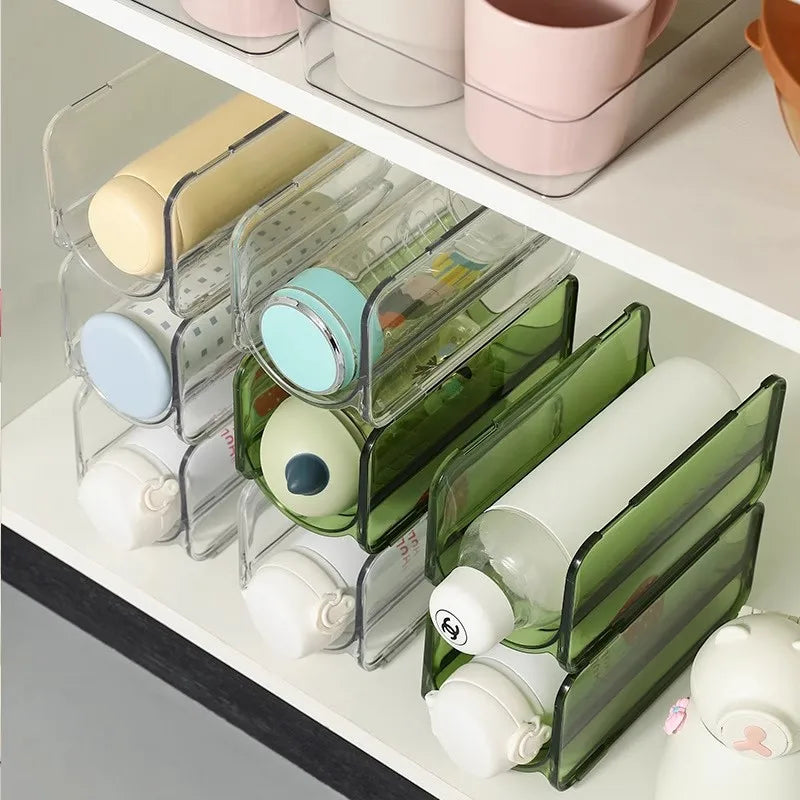 1Pc Bottles Storage Holder Rack Free-Standing Clear Water Wine And Drink Bottle Storage Shelf For Kitchen Cabinet Fridge Freezer